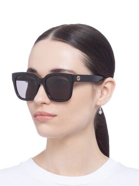 Gucci Black Square Frame Sunglasses with Gold Logo